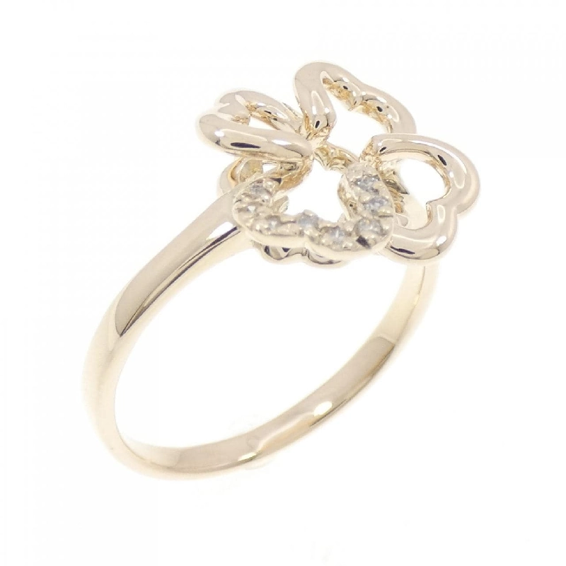 Nhẫn kim cương K10YG hình cỏ ba lá 0.04CT - Hàng hiệu chính hãng 854698