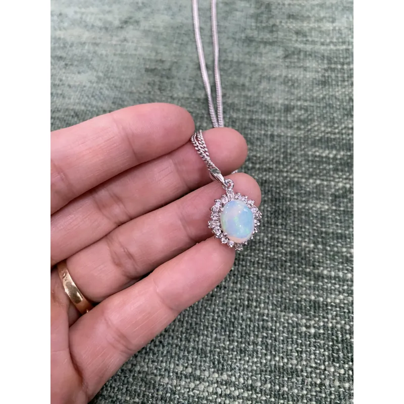 Dây bạc 925 mặt đá Opan 992746