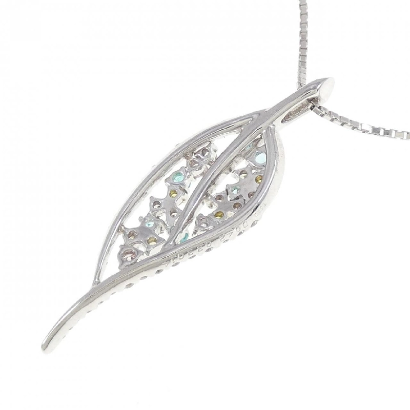 K18WG Lá Bạch Kim Tourmaline Dây Chuyền 0.14CT - Hàng hiệu Chính hãng 862472