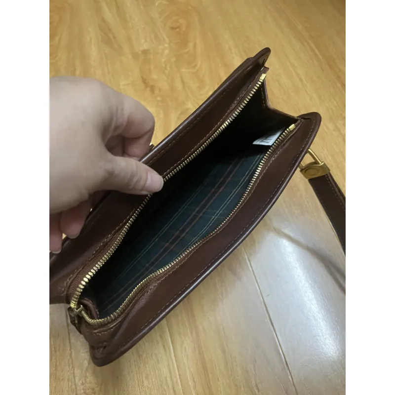 Clutch nam hiệu da thật phối canvas 2hand 1002006