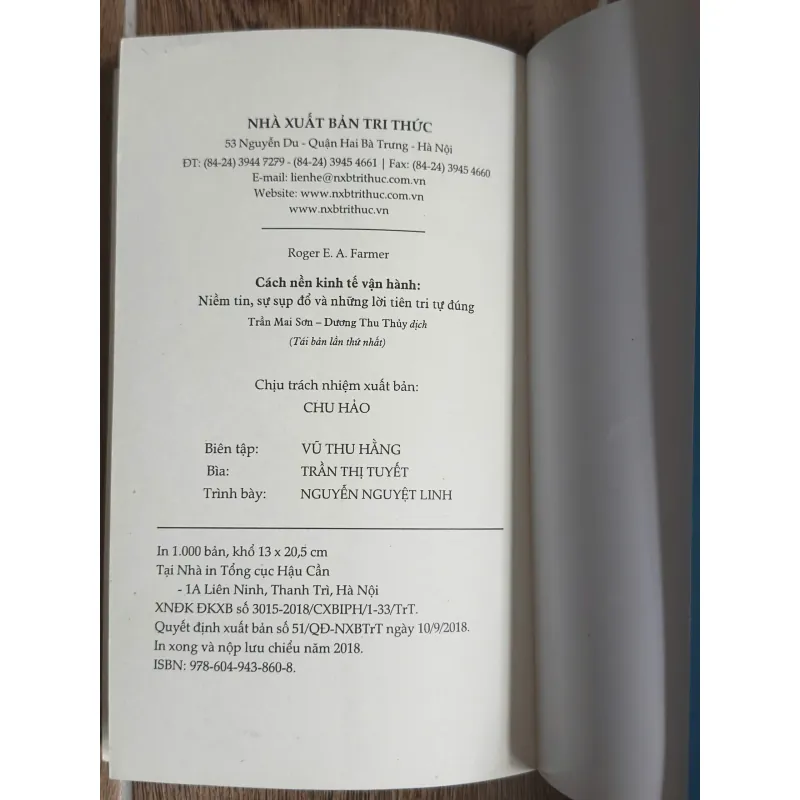 Cách Nền Kinh Tế Vận Hành - Roger E. A. Farmer (NXB Tri Thức) 737993
