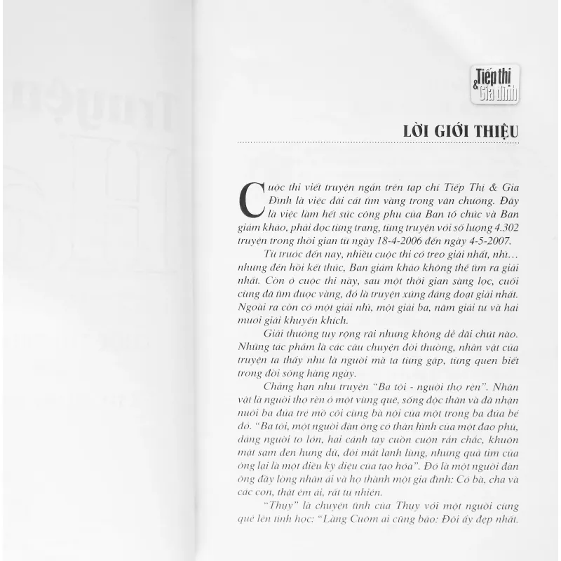 Truyện ngắn hay – Cuộc thi truyện ngắn 2006 - 2007 trên tạp chí Tiếp thị & Gia đình 655992