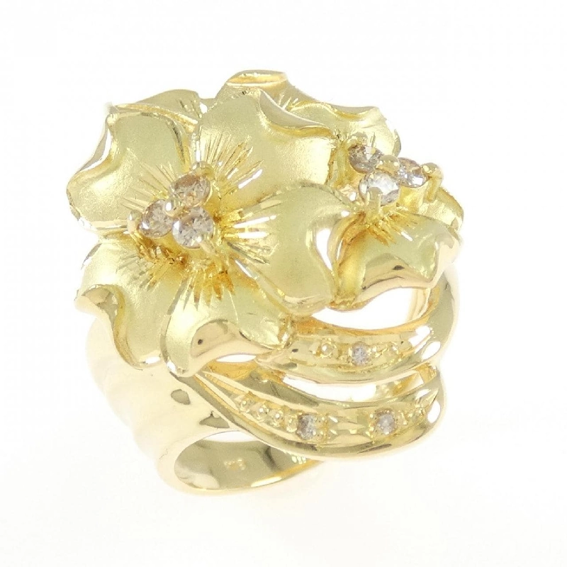 Nhẫn kim cương hoa K18YG 0.19CT 670159