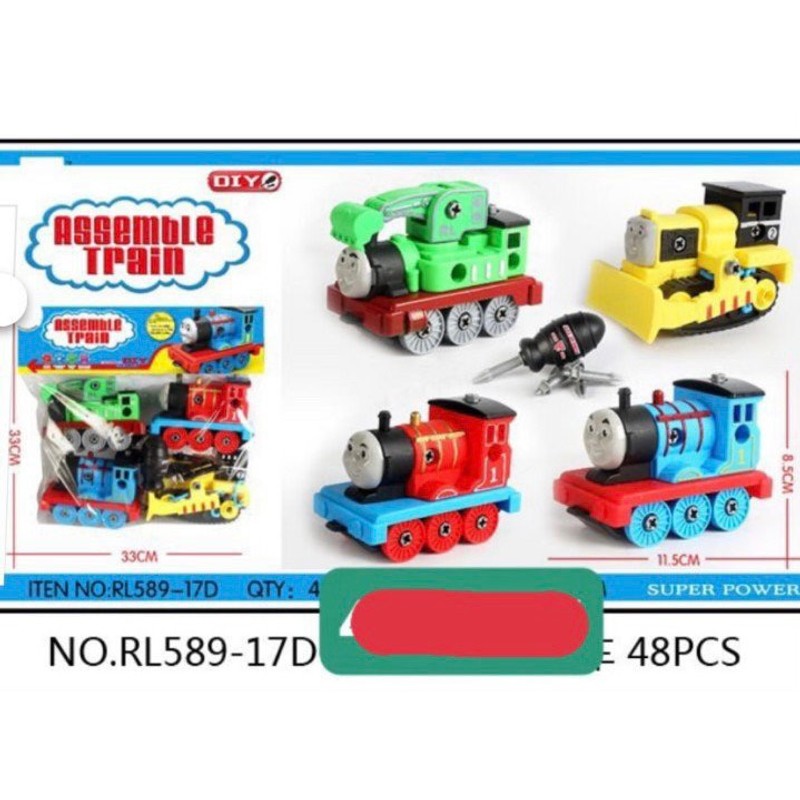Đồ chơi 4 đầu tàu hỏa Thomas kèm tua vít tháo lắp RL589-17D 139249
