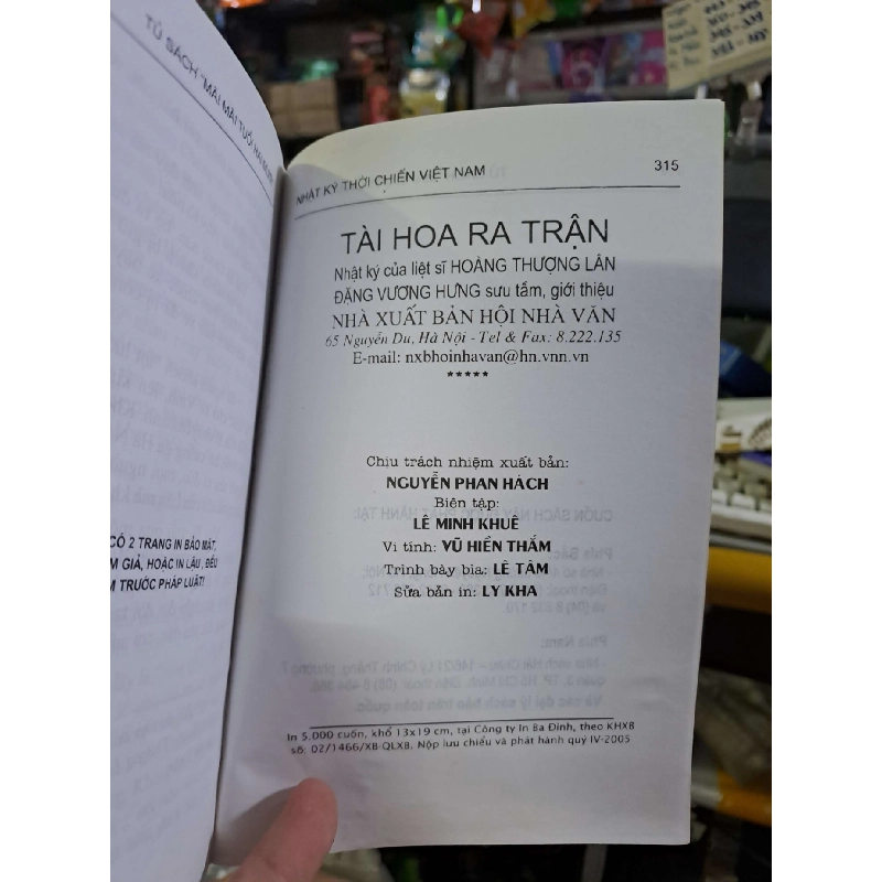 Tài hoa ra trận - nhật ký của liệt sĩ Hoàng Thượng Lân VĂN HỌC VAVO0910 921311