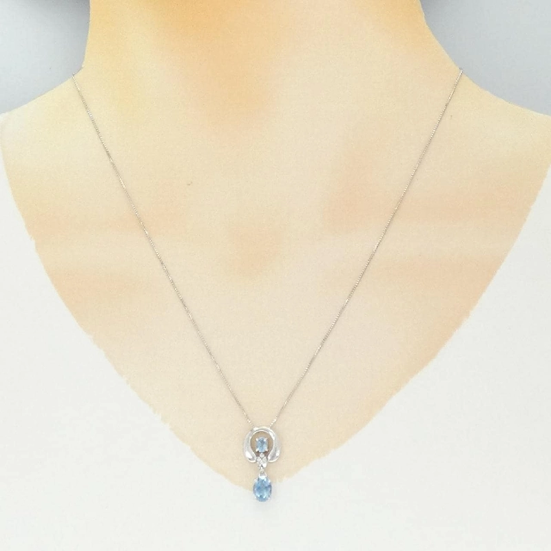 K18WG Aquamarine Necklace 0.86CT - Hàng hiệu Authentic 858593