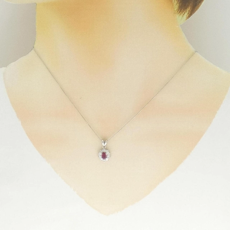 Dây chuyền ruby PT900/PT850 0.43CT - Hàng hiệu Authentic 861611