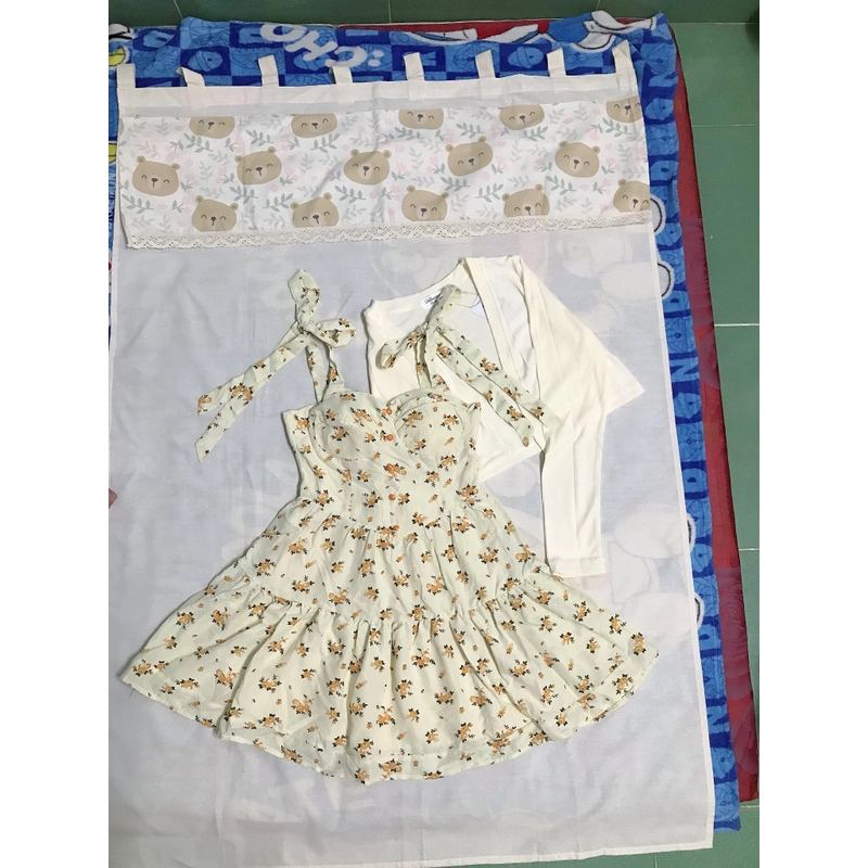 Sét đầm hoa kèm khoác 499877
