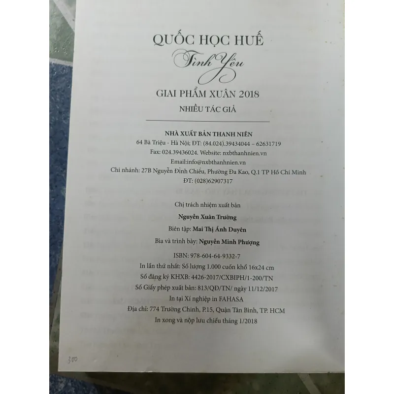 Quốc học Huế - Tình yêu - Giai phẩm xuân 2018 - Nhiều tác giả 932099