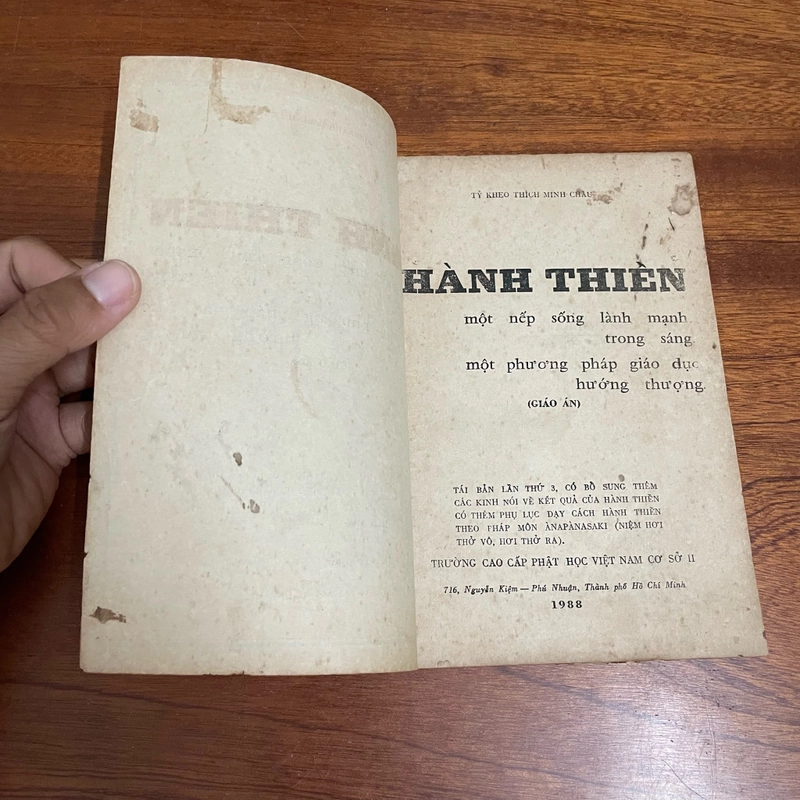 [Sách Xưa] - II Tựa sách: Hành Thiền (Giáo Án) - Tỳ Kheo Thích Minh Châu - 1988 494208