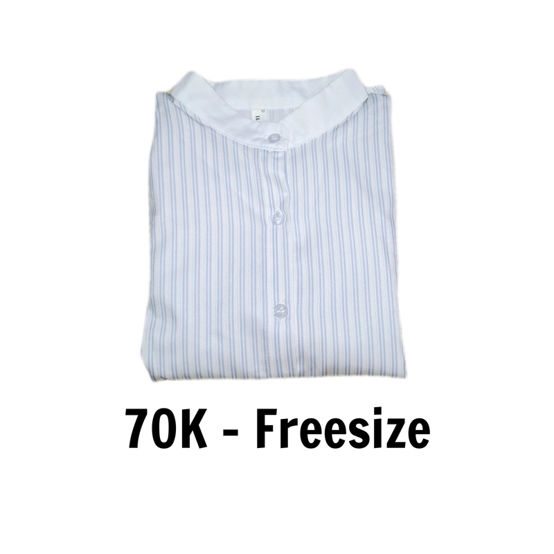 SƠ MI XANH SỌC TRẮNG DÀI TAY FREESIZE 476365