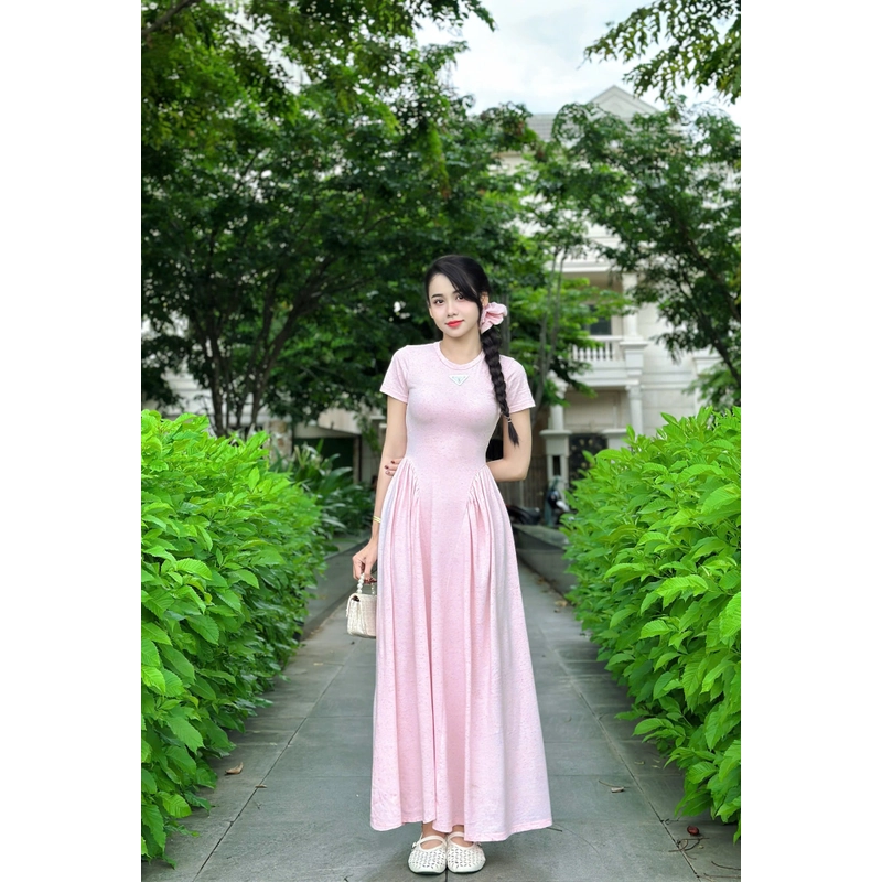 VÁY ĐÔI / COUPLE MẸ VÀ BÉ GÁI váy đầm maxi thun cột nơ phía sau kèm chun cột tóc 474127