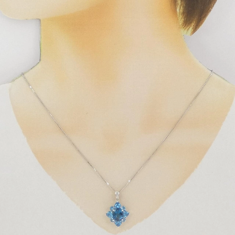 K14WG Blue Topaz Necklace - Hàng hiệu Authentic 864103