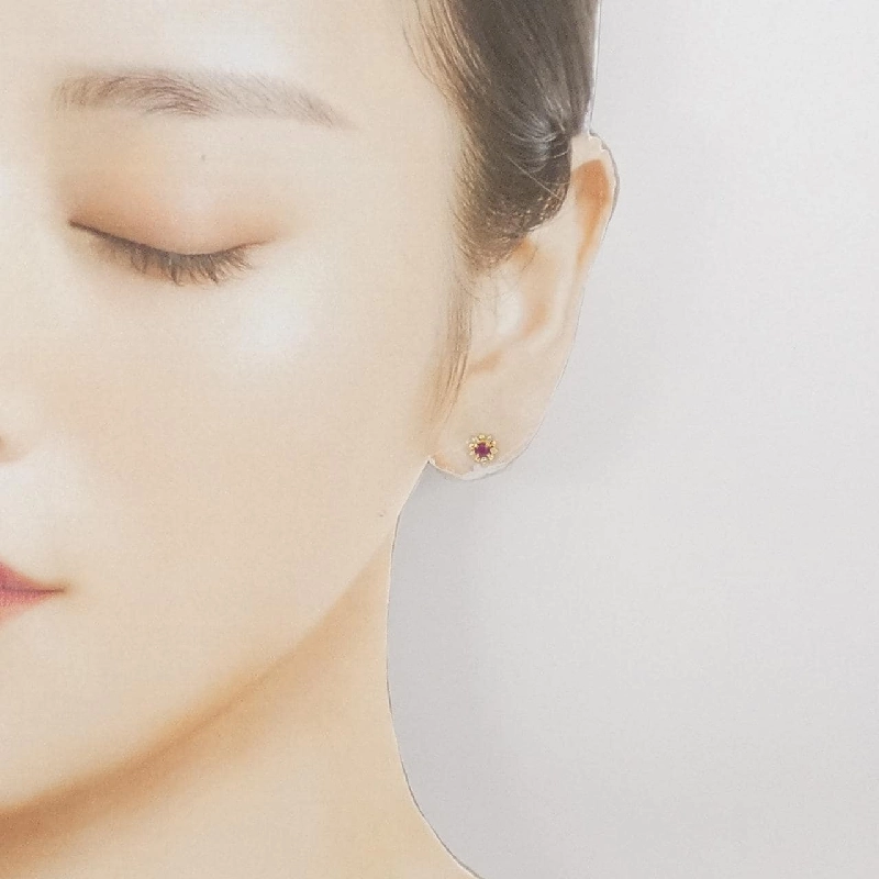 K18YG Bông tai Ruby - Hàng hiệu Chính hãng 863500