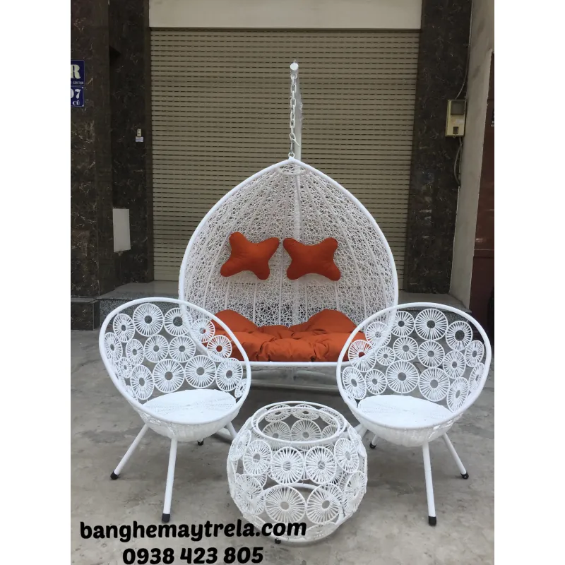 Xích đu kèm bàn ghế ban công mây nhựa 1008059