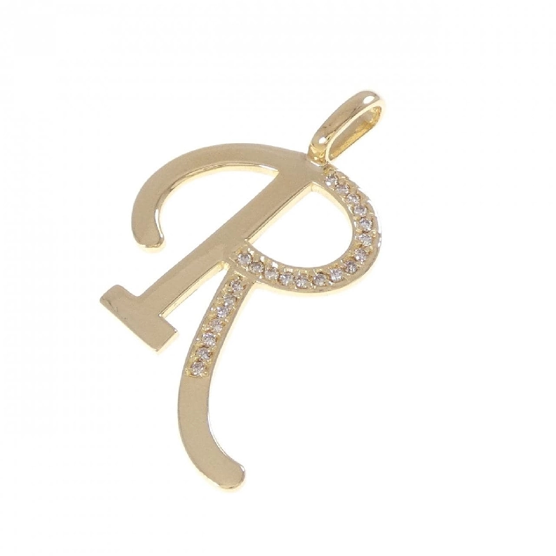 K18YG Chữ cái R Mặt dây chuyền kim cương 0.15CT - Hàng hiệu Chính hãng 870199
