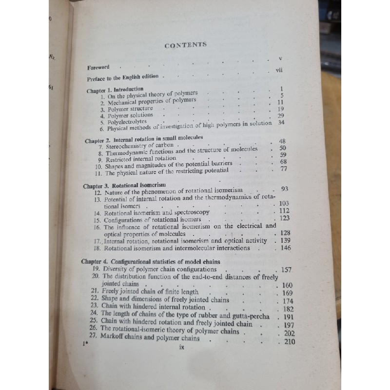 HIGH POLYMERS VOL XVII : CONFIGURATIONAL STATISTICS OF POLYMERIC CHAINS (M.V. VOLKENSTEIN) 120039