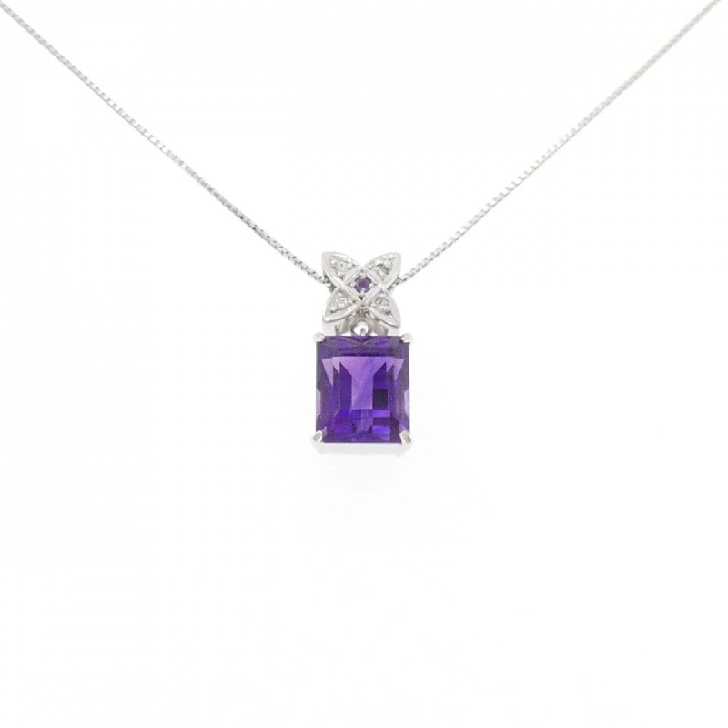 K18WG Đá Amethyst Dây Chuyền 3.72CT - Hàng hiệu Chính hãng 863173