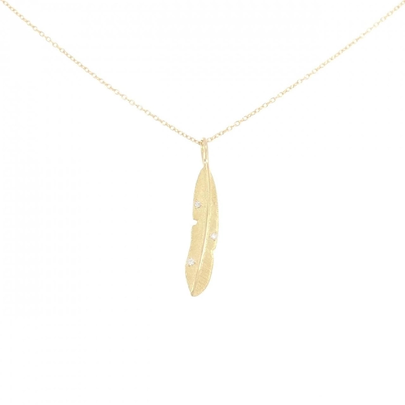 K18YG Dây chuyền kim cương hình lông vũ 0.01CT - Hàng hiệu Chính hãng 860790