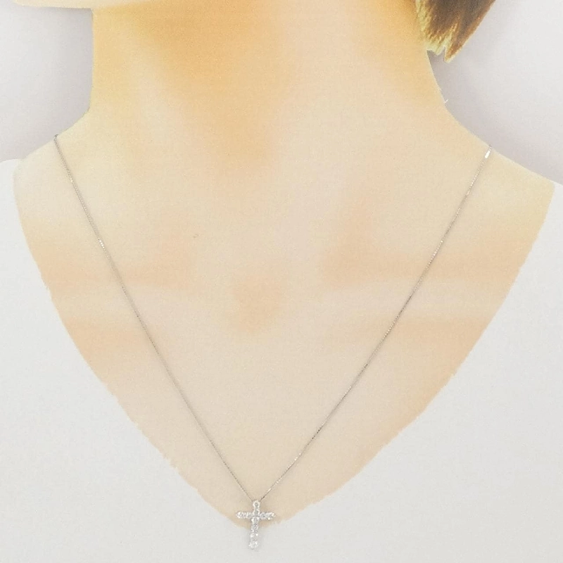 K18WG Dây chuyền kim cương chéo 0.50CT - Hàng hiệu Authentic 864655