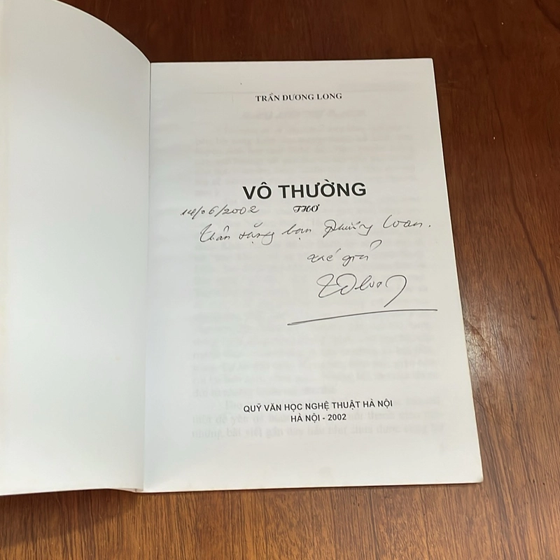 [Chữ Ký Tác Giả] - II Thơ: Vô Thường - Trần Dương Long - 2002 529029