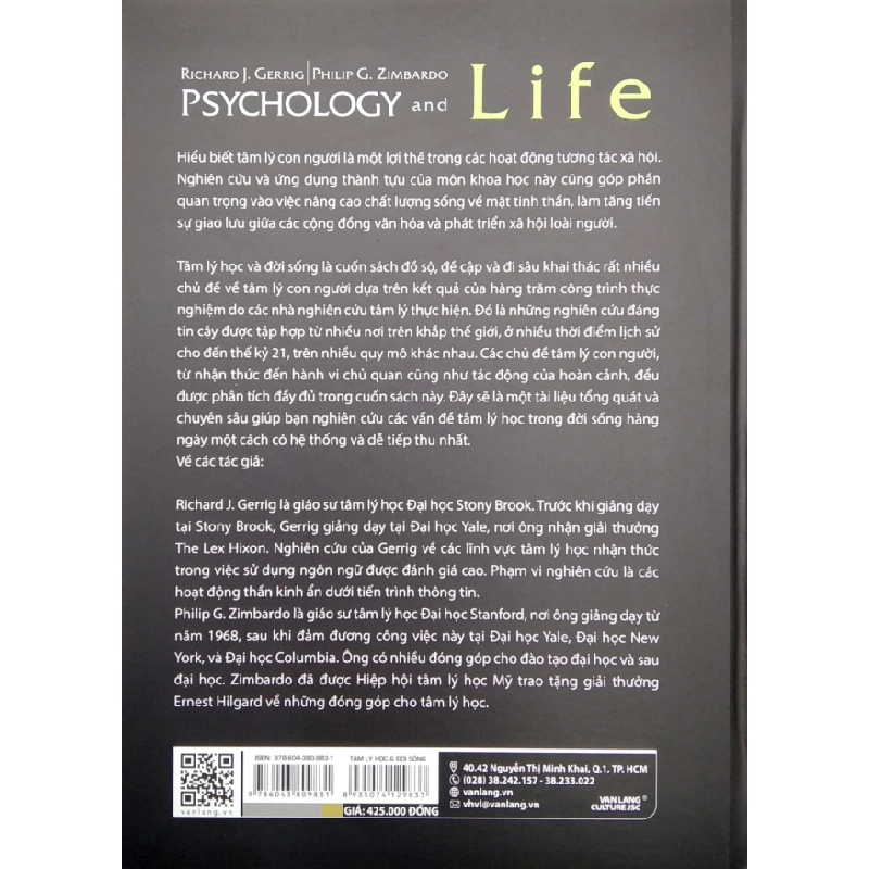 Tâm Lý Học & Đời Sống (Bìa Cứng) - Richard J. Gerrig , Philip G. Zimbardo 287501