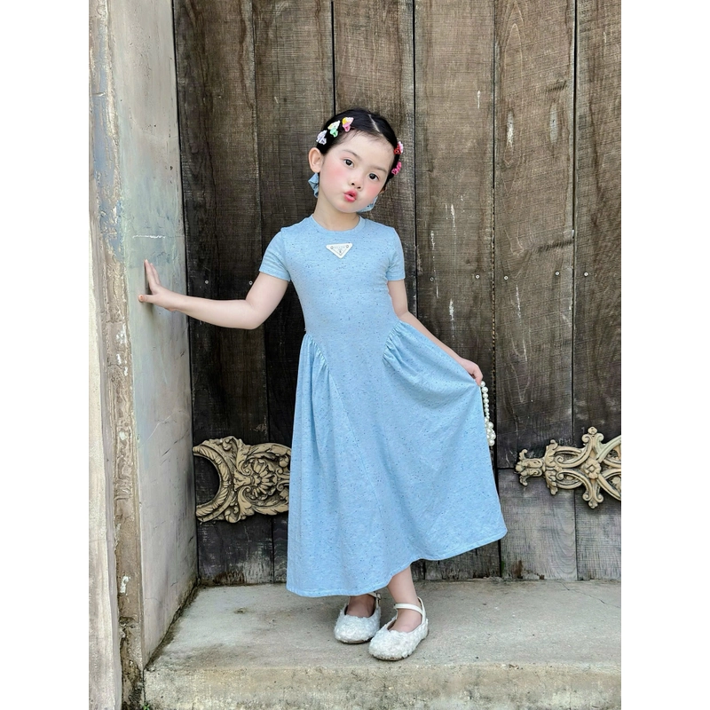 VÁY ĐÔI / COUPLE MẸ VÀ BÉ GÁI váy đầm maxi thun cột nơ phía sau kèm chun cột tóc 474127