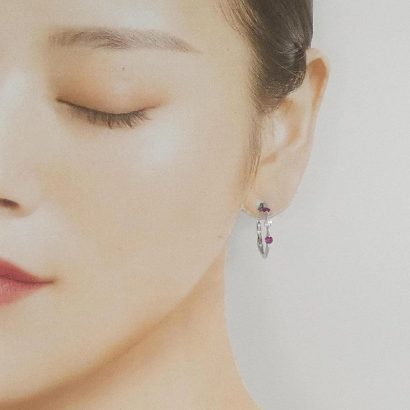 K18WG Bông tai Ruby 0.468CT - Hàng hiệu Chính hãng 866076