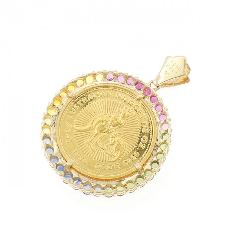 K18YG(枠) Sapphire Coin Pendant 3.60CT - Hàng hiệu Authentic 865996
