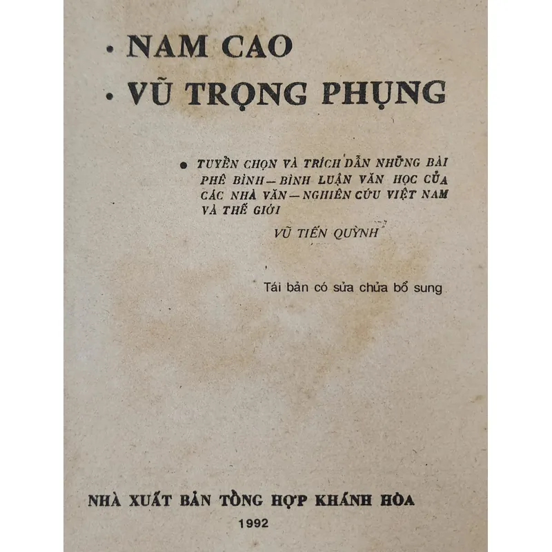 Phê bình bình luận văn học: NAM CAO - VŨ TRỌNG PHỤNG 707429