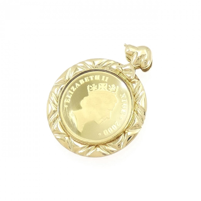 K18YG(枠) Đồng xu Mặt dây chuyền - Hàng hiệu Authentic 866807