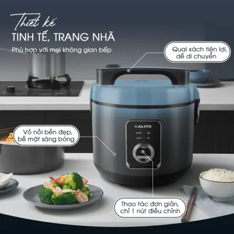 Nồi cơm điện Kalite KRC6018 công suất 700W dung tích 1.8L chống dính, chính hãng mới 100% 572961