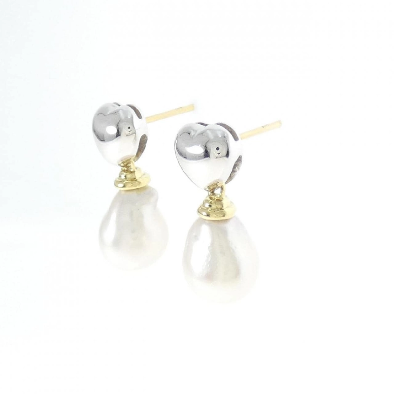 K18YG/K18WG Bông tai ngọc trai Akoya hình trái tim - Hàng hiệu Authentic 876702