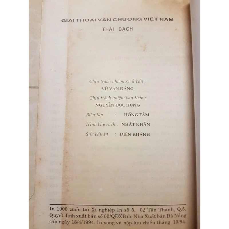 Giai thoại văn chương Việt Nam - Thái Bạch, xuất bản năm 1994 355055