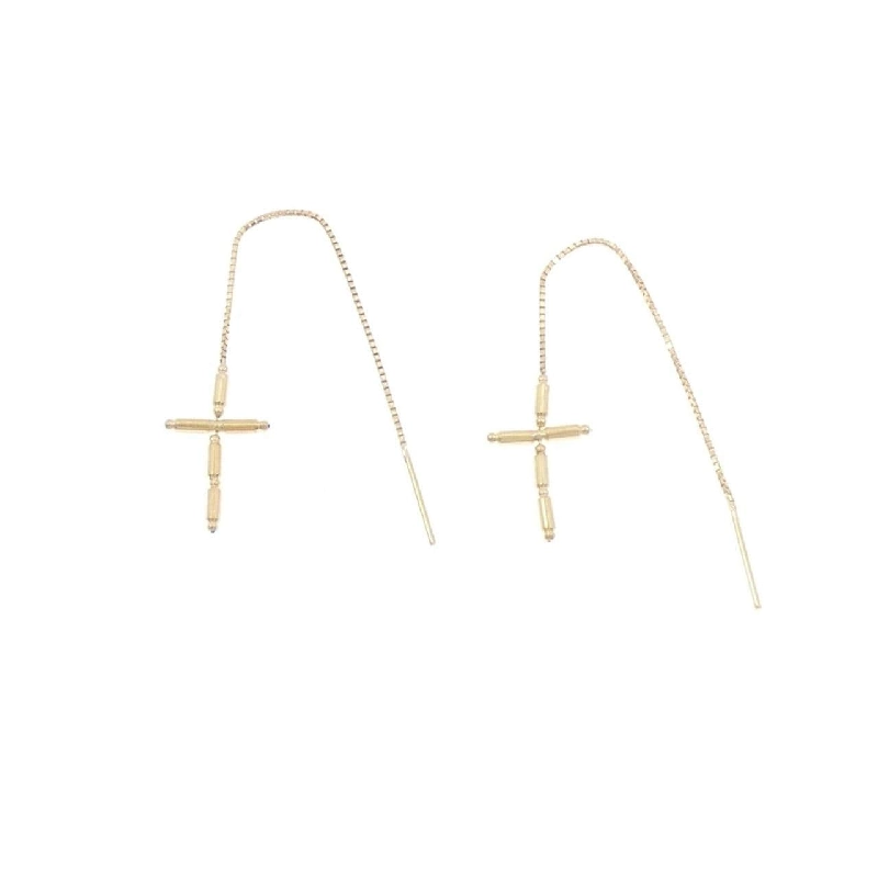 K18YG Bông tai hình chữ thập - Hàng hiệu Chính hãng 867539