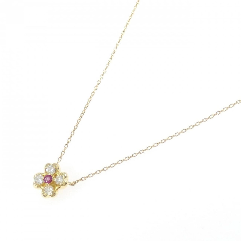 K18YG Hoa Hồng Ruby Dây Chuyền 0.06CT - Hàng hiệu Chính Hãng 847403