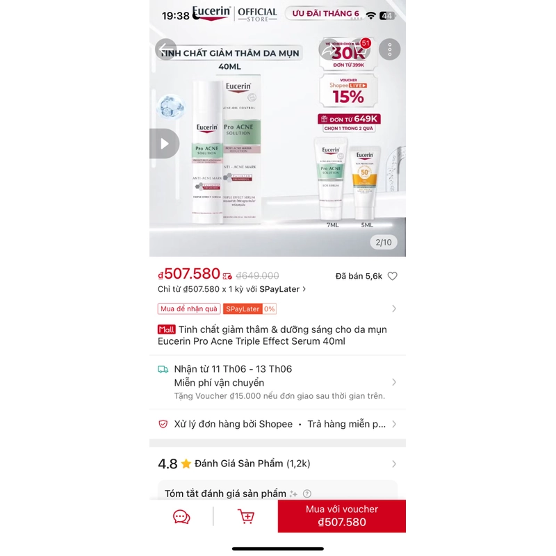 Tinh chất dưỡng mụn Eucerin Slolution New 100% 474684