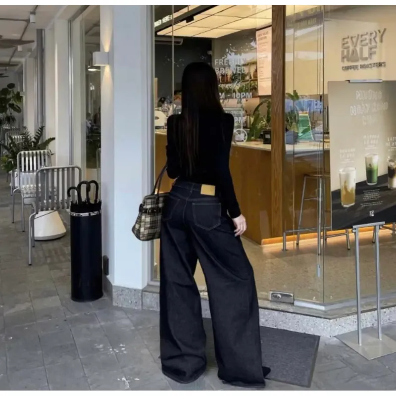 THE QUẠO - Quần Jeans Nữ  Lưng Cao Ống Rộng 27cm Basic 977516