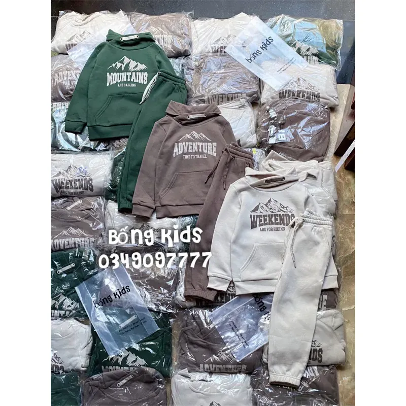 Bộ Nỉ Cổ Cao Núi Be GÊ cho bé trai 4-5 tuổi 782990