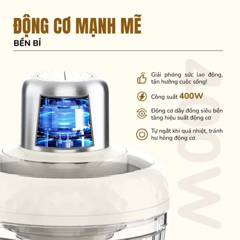 Máy xay thịt UNIE UM366 – 2 cối xay thủy tinh cao cấp, an toàn sức khỏe 573225