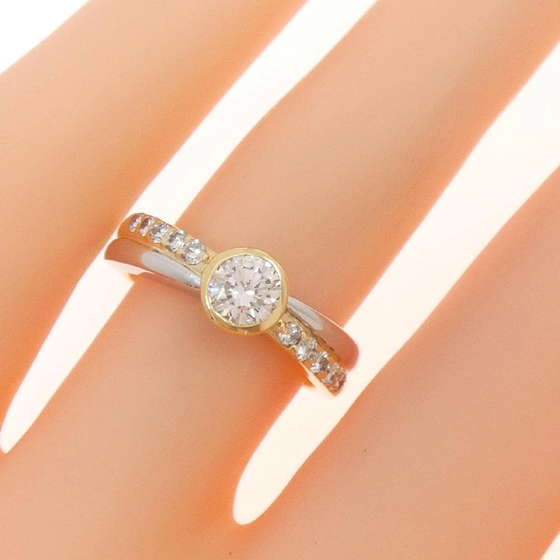 Nhẫn kim cương K18YG/PT 0.54CT 671536