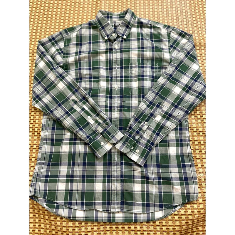 Áo sơ mi nam+size M kẻ caro xanh chính hãng Uniqlo mới 479526