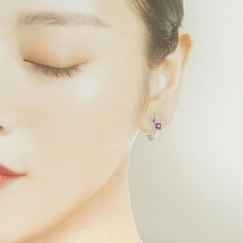 Bông tai/khuyên tai Ruby hoa K18WG 0.32CT - Hàng hiệu Chính hãng 873392