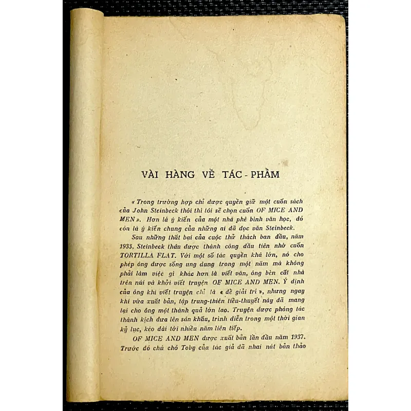 CỦA CHUỘT VÀ NGƯỜI - Tác giả  JOHN STEINBECK 1033154