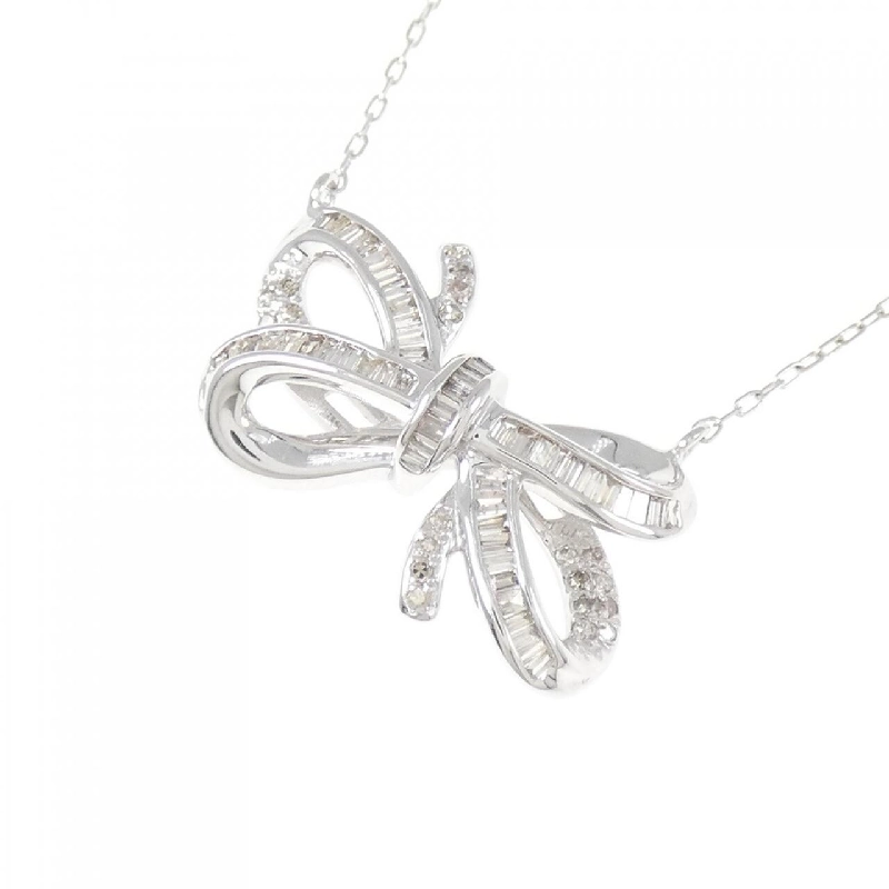 K18WG Dây chuyền kim cương hình ruy băng 0.35CT - Hàng hiệu Authentic 862386