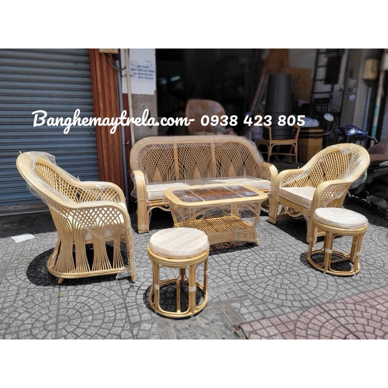 Bàn ghế sofa mây tự nhiên cây đóng 471724