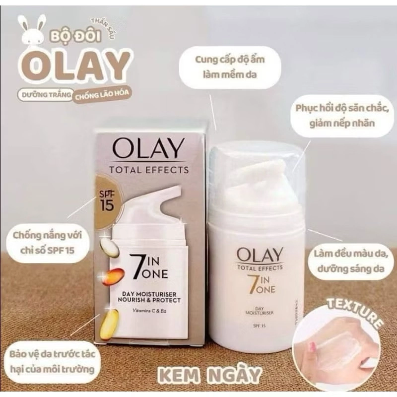 Set Kem dưỡng da Olay Total Effect chống lại 7 dấu hiệu lão hoá, 37ml/chai, made in UK 509714