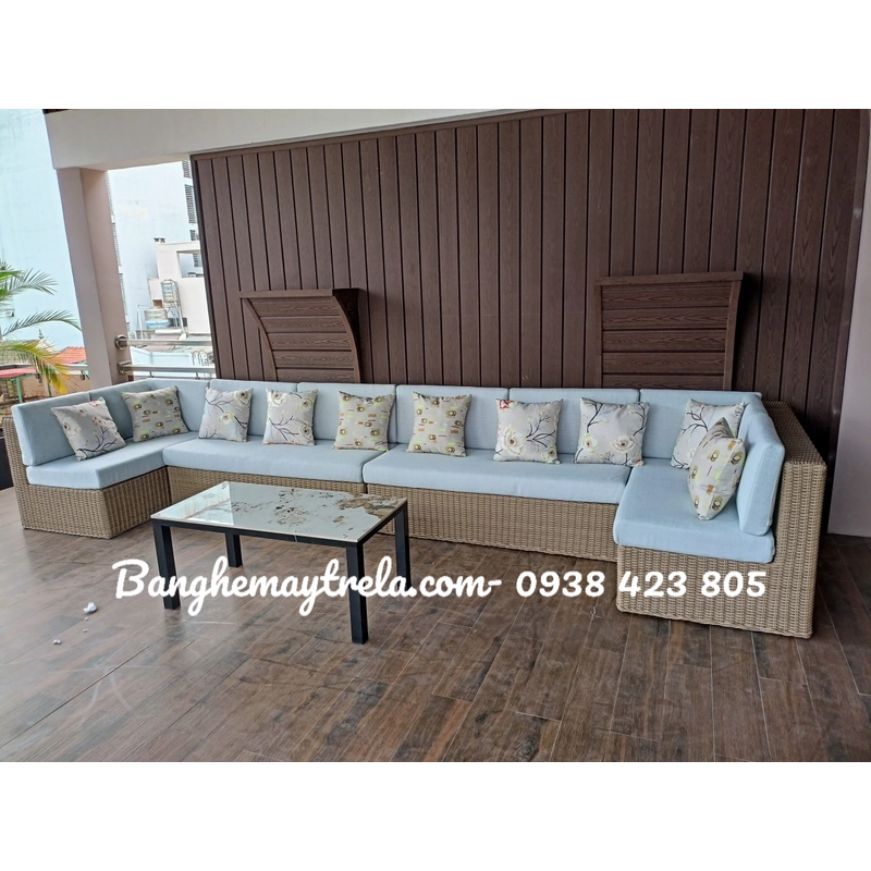 Sofa góc nhựa giả mây hiện đại 536731
