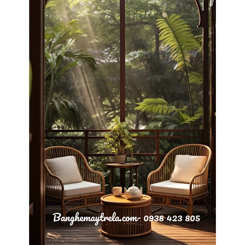 Bàn ghế đơn mây 537310