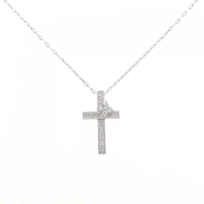 K18WG Đan Chéo × Hoa Kim Cương Dây Chuyền - Hàng hiệu Chính hãng 860177